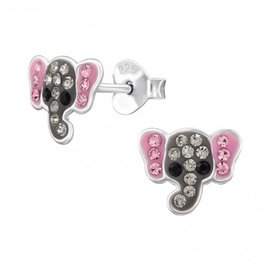 Elephant with crystals - 925 Sterling Silver Ear Studs With Stones A4S49242