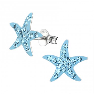 Star - 925 Sterling Silver Ear studs with stones A4S5221