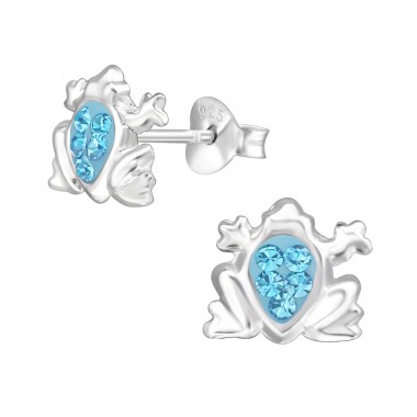 Frog - 925 Sterling Silver Crystal Ear Studs A4S5224