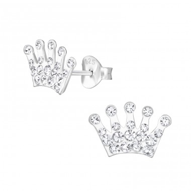 Crown - 925 Sterling Silver Ear studs with stones A4S5330