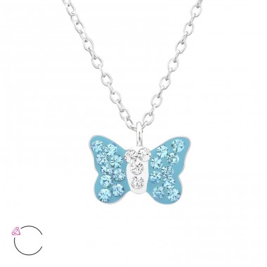 Crystal Butterfly - 925 Sterling Silver Necklaces With Silver Chains A4S32753