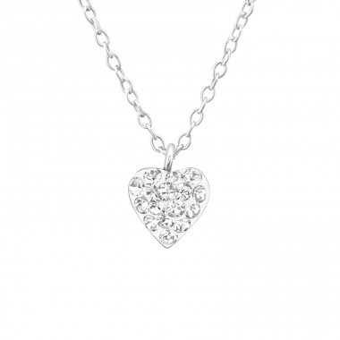 Heart filled with crystals With Genuine European Crystals - 925 Sterling Silver Lacrystale Silver Necklaces A4S37644