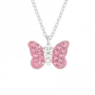 Rose Butterfly - 925 Sterling Silver Necklaces With Silver Chains A4S40997