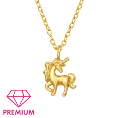 Golden Unicorn - Premium* - 925 Sterling Silver Necklaces With Silver Chains A4S44693