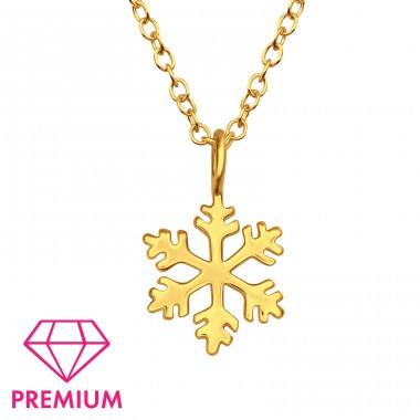 Snowflake gold plated - Premium* - 925 Sterling Silver Necklaces With Silver Chains A4S45089