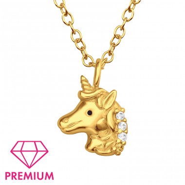 Colier unicorn premium cu zirconiu placat cu aur - Premium* - Argint 925 Coliere Cu Lanț A4S45582