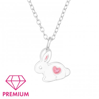 Rabbit with crystal - Premium* - 925 Sterling Silver Necklaces With Silver Chains A4S46400