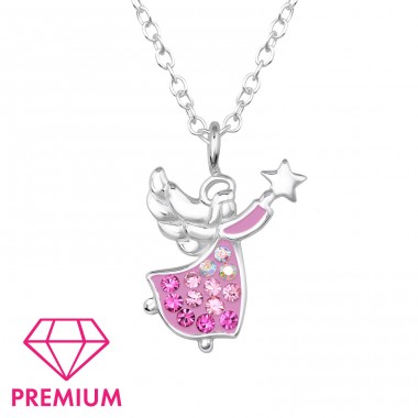 Angel with Crystals - Premium* - 925 Sterling Silver Necklaces With Silver Chains A4S46781