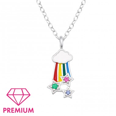 Regenbogen Mit Sternen - Premium* - 925Er Silber Halsketten Für Kinder A4S47261