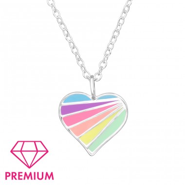 Patterned Heart - Premium* - 925 Sterling Silver Necklaces With Silver Chains A4S47262