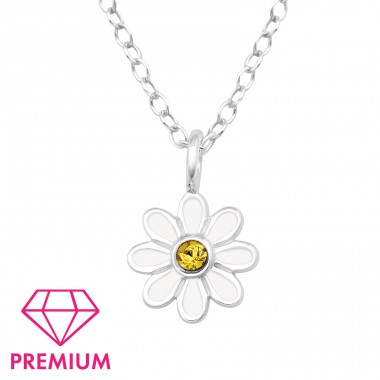 Daisy Flower - Premium* - 925 Sterling Silver Necklaces With Silver Chains A4S47264