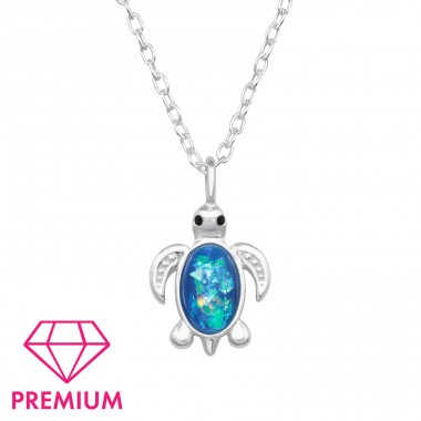 Turtle with Opal - Premium* - 925 Sterling Silver Necklaces With Silver Chains A4S47679