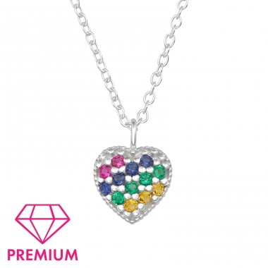 Heart with Zirconia - Premium* - 925 Sterling Silver Necklaces With Silver Chains A4S47688