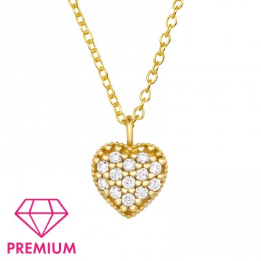 Golden Heart - Premium* - 925 Sterling Silver Necklaces With Silver Chains A4S47689