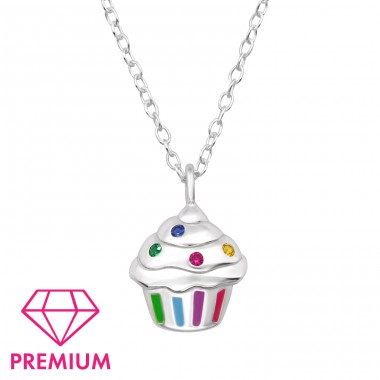 Cupcake - Premium* - 925 Sterling Silver Necklaces With Silver Chains A4S48332