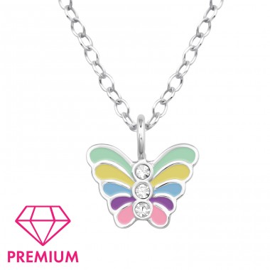 Schmetterling mit Zirkonia - Premium* - 925Er Silber Halsketten Für Kinder A4S48779