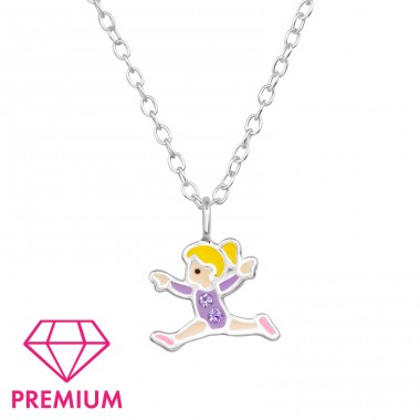 Gymnastics Girl - Premium* - 925 Sterling Silver Necklaces With Silver Chains A4S48805