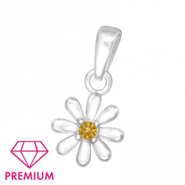 Flower zirconia - Premium* - 925 Sterling Silver Pendants For Kids A4S46024