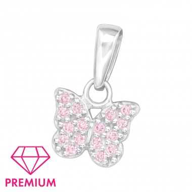 Butterfly with zirconia stones - Premium* - 925 Sterling Silver Pendants For Kids A4S46028