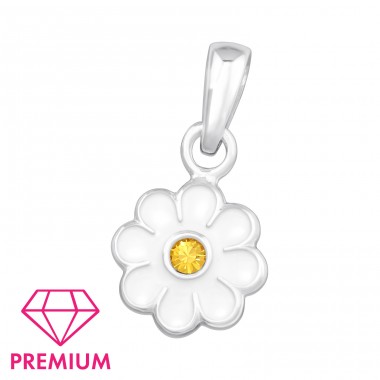 Daisy with crystal - Premium* - 925 Sterling Silver Pendants For Kids A4S46446