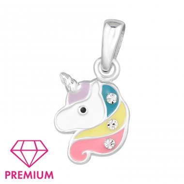 Einhorn Anhänger mit bunter Mähne - Premium* - 925Er Silber Anhänger Für Kinder A4S46452