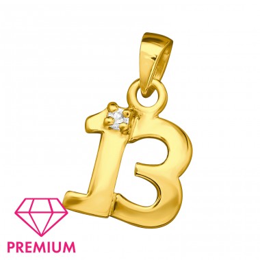 Pandativ "13" placat cu aur si zirconiu - Premium* - Argint 925 Pandantiv A4S46630