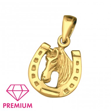 Gold plated Horseshoe - Premium* - 925 Sterling Silver Pendants For Kids A4S46632