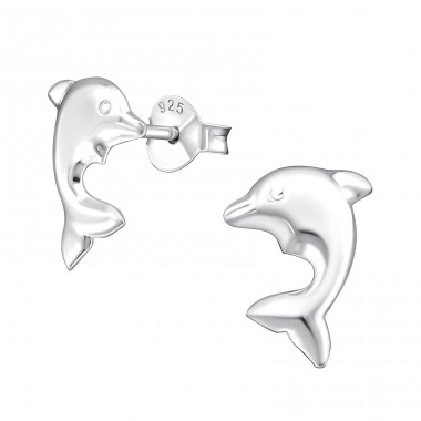 Dolphin - 925 Sterling Silver Ear Studs without stones A4S16412