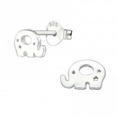 Elephant with little stars - 925 Sterling Silver Ear Studs Without Stones A4S20566