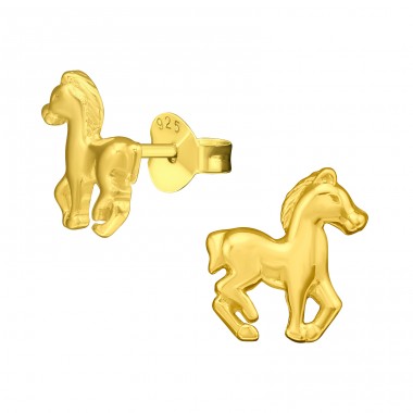 Horse - 925 Sterling Silver Ear Studs without stones A4S20636