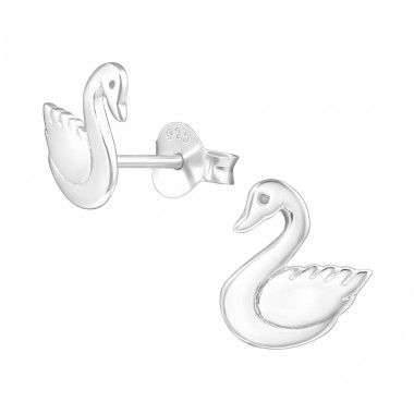 Swan - 925 Sterling Silver Ear Studs Without Stones A4S20854