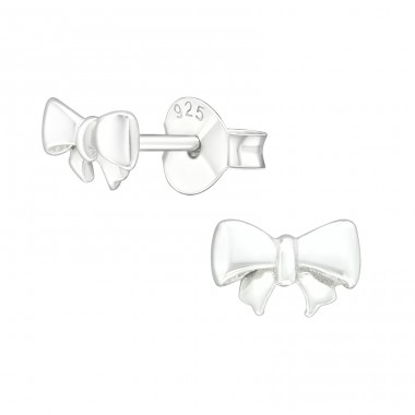 Bow - 925 Sterling Silver Ear Studs without stones A4S20892