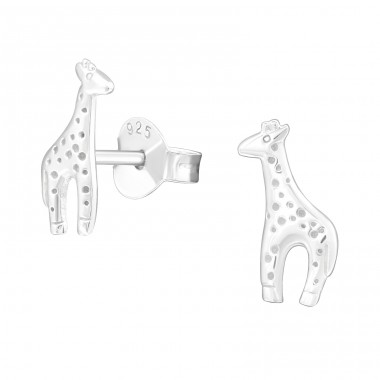 Silberne Giraffe - 925er Silber Ohrstecker ohne Steine/Emaille A4S23053