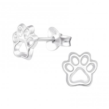 Paw Print - 925 Sterling Silver Ear Studs for kids A4S26693