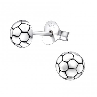 Silberner Fußball - 925er Silber Ohrstecker ohne Steine/Emaille A4S26812