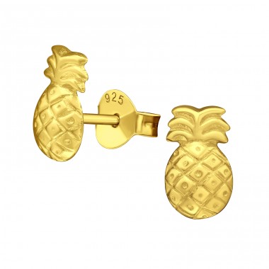 Vergoldete Ananas - 925er Silber Ohrstecker ohne Steine/Emaille A4S27473