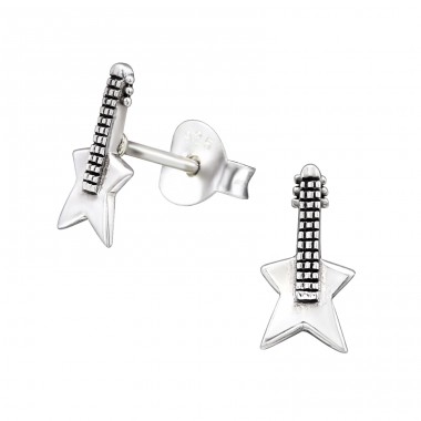 Guitar - 925 Sterling Silver Ear Studs without stones A4S29016