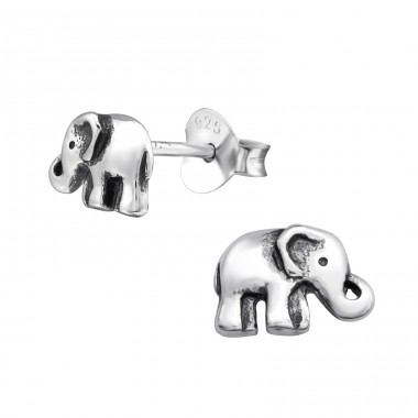 Silberner Elefant - 925er Silber Ohrstecker ohne Steine/Emaille A4S29094