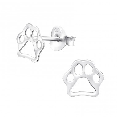 Paw Print - 925 Sterling Silver Ear Studs without stones A4S29340