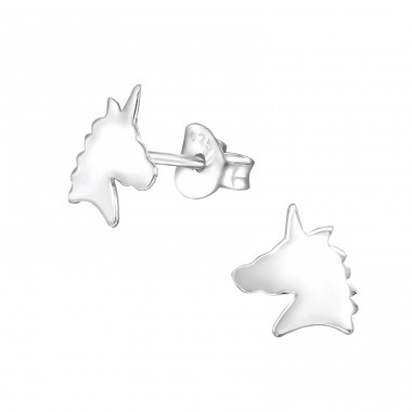 Silbernes Einhorn - 925er Silber Ohrstecker ohne Steine/Emaille A4S29629