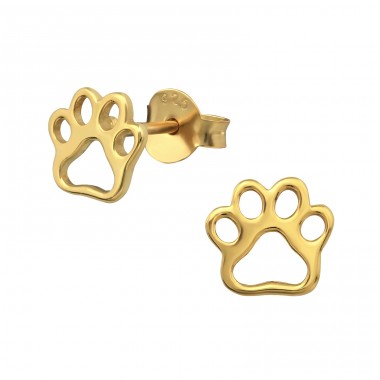 Paw Print - 925 Sterling Silver Ear Studs without stones A4S31748