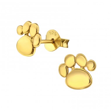 Paw Print - 925 Sterling Silver Ear Studs without stones A4S31751