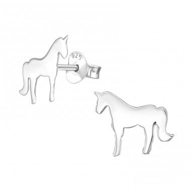 Ein Einhorn - 925er Silber Ohrstecker ohne Steine/Emaille A4S31991