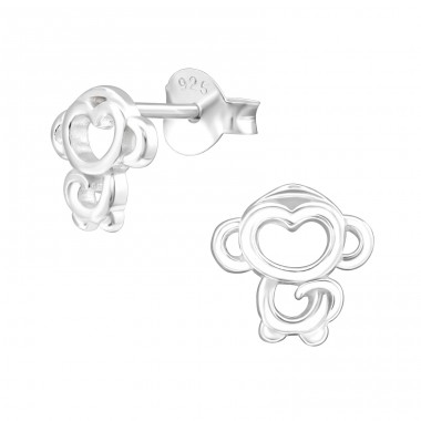 Monkey - 925 Sterling Silver Ear Studs without stones A4S32177