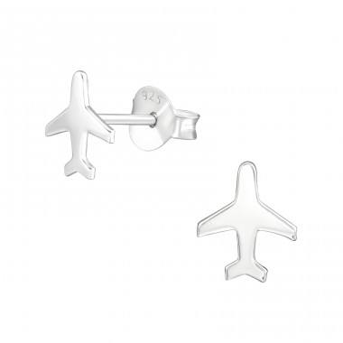 Plane - 925 Sterling Silver Ear Studs without stones A4S38462