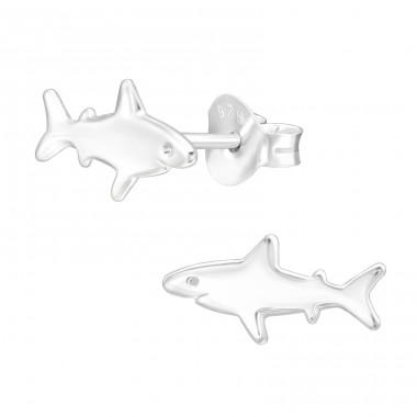 Shark - 925 Sterling Silver Ear Studs without stones A4S42949