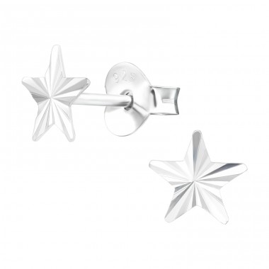 Star - 925 Sterling Silver Ear Studs without stones A4S43107