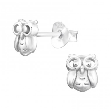 Owl with big eyes - 925 Sterling Silver Ear Studs Without Stones A4S43348