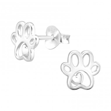 Paw Print - 925 Sterling Silver Ear Studs without stones A4S44664