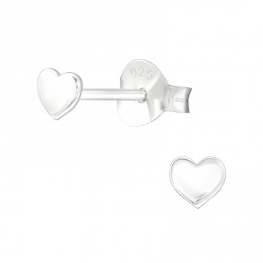 Small Heart - 925 Sterling Silver Ear Studs Without Stones A4S45177